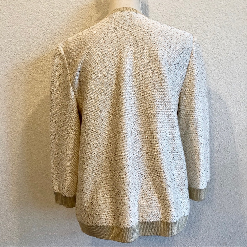 St. John Elegant Metallic Cardigan Jeweled Buttons - Picture 4 of 6